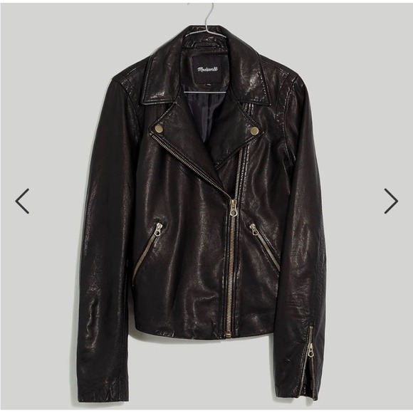 Madewell Jackets & Blazers - Madewell Womens Black Washed Leather Motorcycle Jacket Medium Edgy Moto Grunge